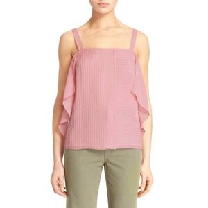 TORY BURCH Pintuck Tank Top Womens 8 Fleur Pink Sleeveless Flowy Feminine Strap